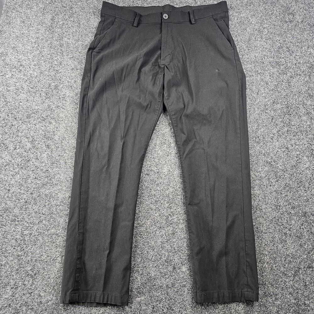 Copper & Oak Mens Pants 36x30 Black Stretch Rayon Blend Flat Front Chino Preppy